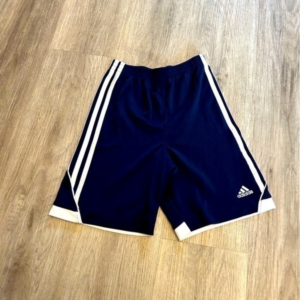 ADIDAS boys size 7X athletic gym running sorts. Like new condition. Navy/white.